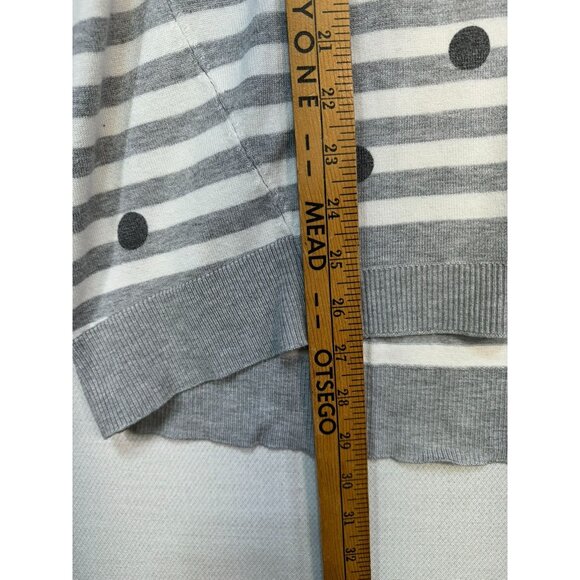 Lane Bryant Womens Striped Polka Dot Sweater 14/16 Gray & White Soft - Picture 8 of 13